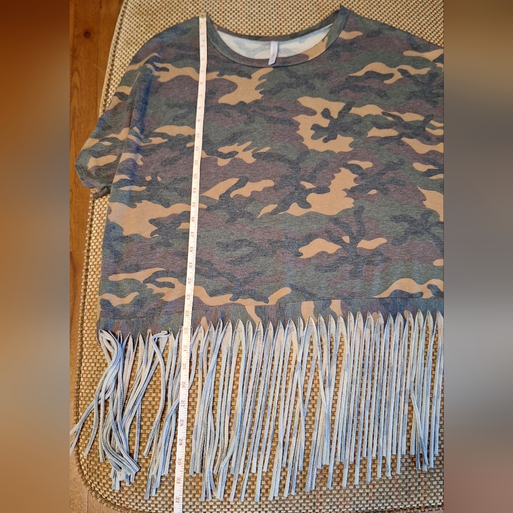 Watermelon Camouflage Oversized Fringe Top For Layering - Picture 7 of 9